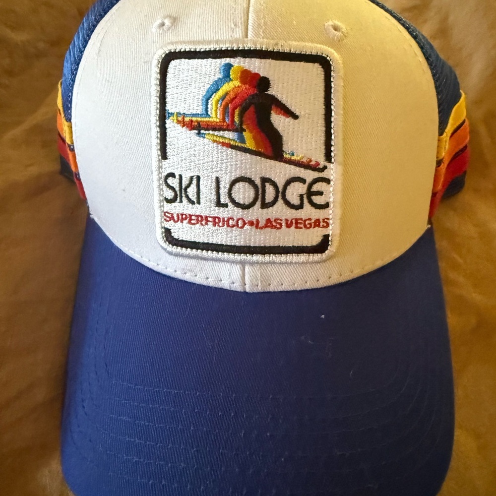 Ski Lodge Superfrico Las Vegas Hat - Blue, White & Rainbow Patch never worn
